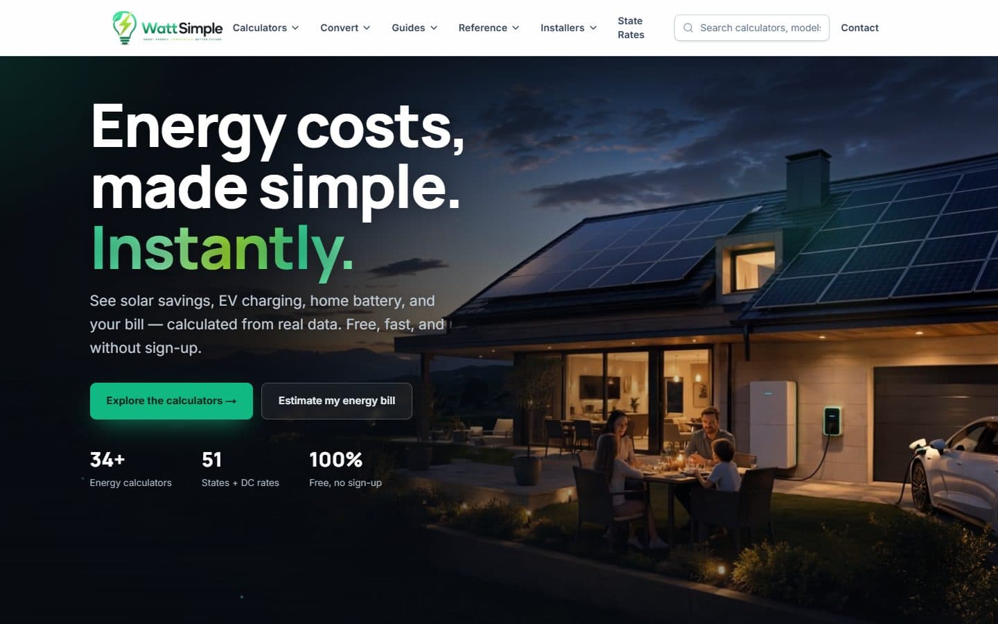 Page d'accueil du site WattSimple